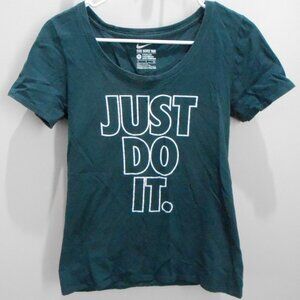 Nike Just Do It Blue Green Short Sleeve Athletic Cut T-Shirt Size-Women's Small